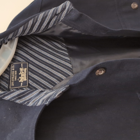 Levi Solid Blue Heavy Lined Jacket/Shirt For Men M - Picture 3 of 10